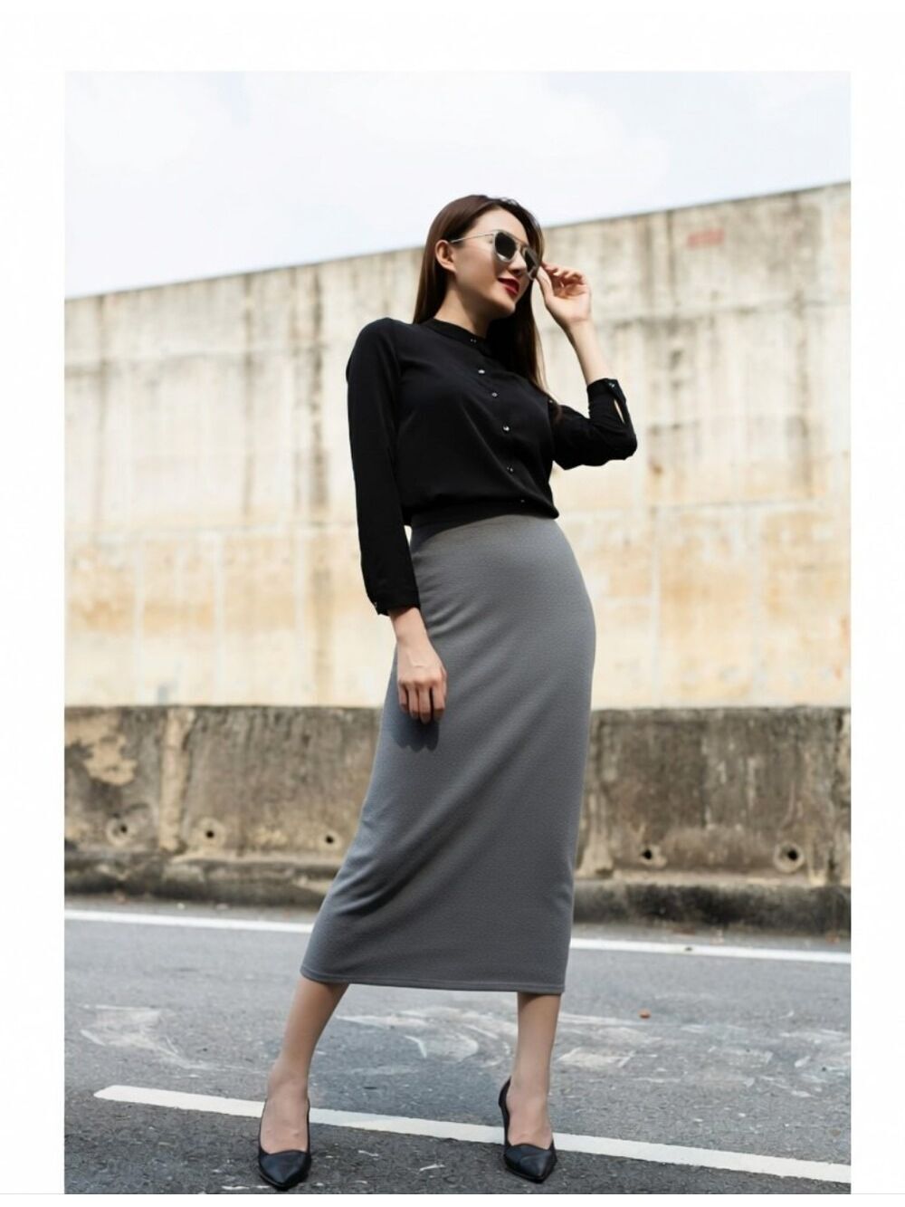 4/$25 Deal! Long Gray Knit Sweater Skirt